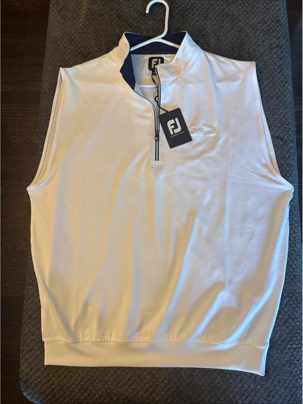 New FootJoy FJ Half-Zip Golf Vest White Mens Large Embroidered NBC Sports